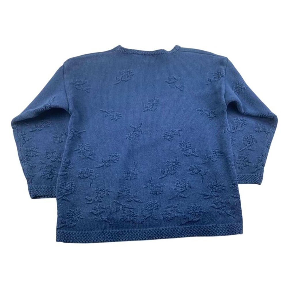 Vintage Gap Sweater Women L Floral Pullover Blue Heavy Weight Cotton Knit UK‎